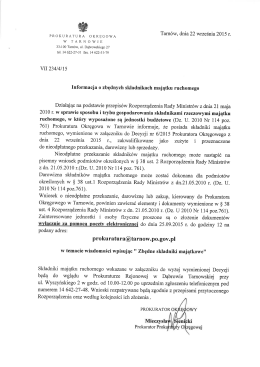Informacja o zbędnych składnikach majątku ruchomego