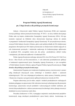 Program Polskiej Agencji Kosmicznej pn. Usługi doradcze