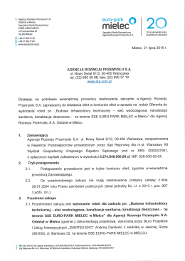 Zaproszenie do składania ofert - Euro-Park Mielec