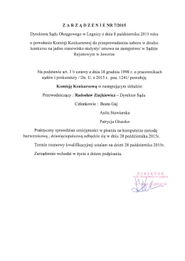 ZARZĄDZENIENR7/2015 Dyrektora Sądu Okręgowego W Legnicy z