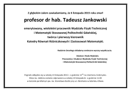 profesor dr hab. Tadeusz Jankowski