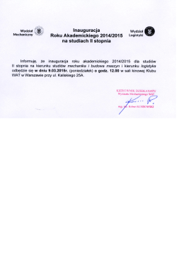 Informacja o inauguracji studiów marzec 2015