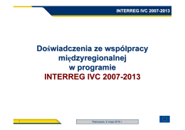 Doświadczenia INTERREG IVC