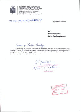 Odpowiedź na interpelację z dnia 24.02.2015