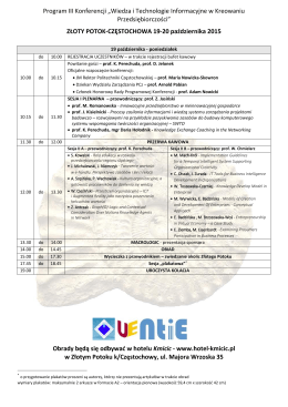 Program III Konferencji „Wiedza i Technologie Informacyjne w