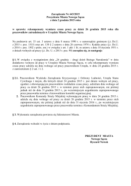 Zarządzenie Prezydenta Miasta Nowego Sącza Nr 443/2015/VII z