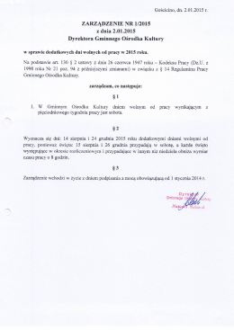 ZARZĄDZENIE NR 1/2015 z dnia 2.01.2015 Dyrektora Gminnego