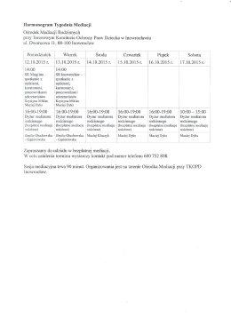 Harmonogram Tygodnia Mediacji Ośrodek Mediacji Rodzinnych