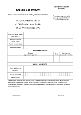 FORMULARZ ZWROTU