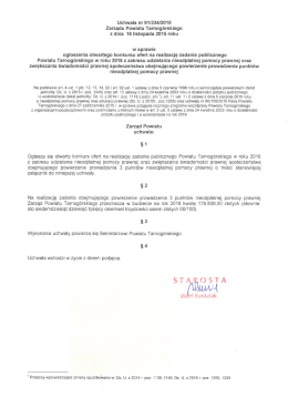 Uchwała nr 91133412015 Zarządu Powiatu Tarnogórskiego : dnia