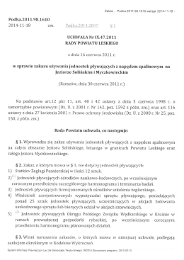 Uchwała nr IX.47.2011 Rady Powiatu Leskiego