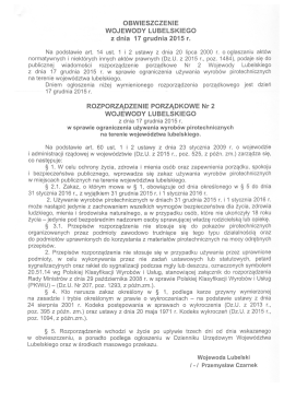 Obwieszczenie Wojewody Lubelskiego w sprawie ograniczenia