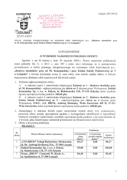 treść zawiadomienia o wyborze ofert 673.9 KB pdf Pobierz