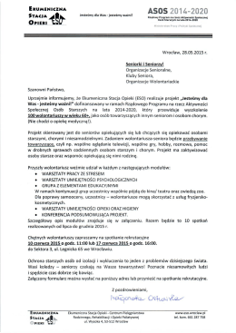Wrocław, 28.05.2015 r. - Ekumeniczna Stacja Opieki