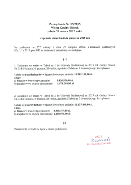 Zarządzenie Nr 15/2015 Wójta Gminy Osieck z dnia 31 marca 2015