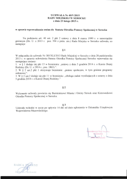 Uchwała Nr 40/V/2015 w sprawie wprowadzenia zmian do Statutu
