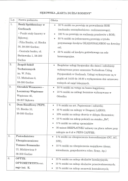 sĘKoWsKA „KARTA DUzEJ RODZINY”