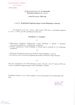 Zarządzenie Burmistrza Regulamin Organizacyjny Urzędu