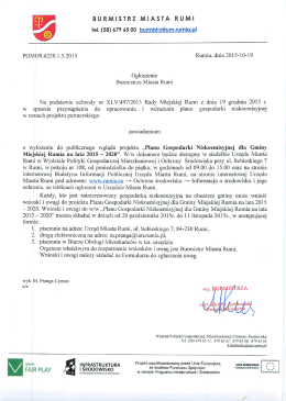 BURMISTRZ MIASTA RUMI tel. (58) 679 65 00 burmistrz