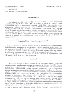 BURMISTRZ MIASTAI GMINY Koniecpol . dn.2.11.2015 r