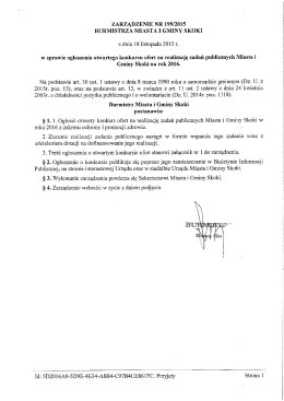 zarządzenie nr 199/2015 burmistrza miasta i gminy