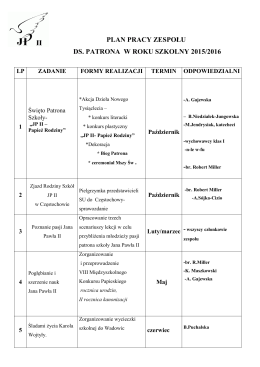 plan pracy zespołu ds. patrona w roku szkolny 2015/2016