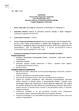 Ogłoszenie o konkursie - Sąd Okręgowy w Rzeszowie