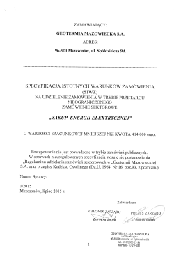 sPEcYFIKACJA ISTOTNYCH WARUNK&Oacute;W zAM&oacute;WiENiA