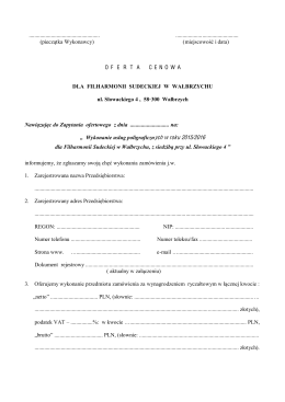 Oferta cenowa druk - Filharmonia Sudecka w Wałbrzychu