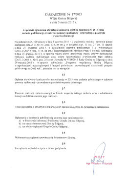 ZARZĄDZENIE Nr 17/2015 W&oacute;jta Gminy Biłgoraj z