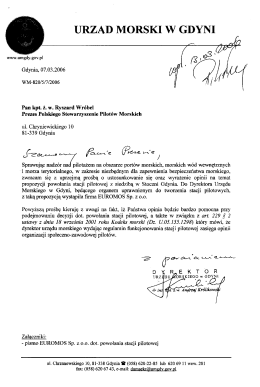 Wniosek o powołanie stacji pilotowej w porcie Gdynia