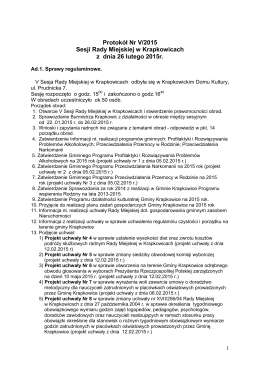 Protokół Nr V-2015 z sesji RM w dniu 26 lutego 2015r.