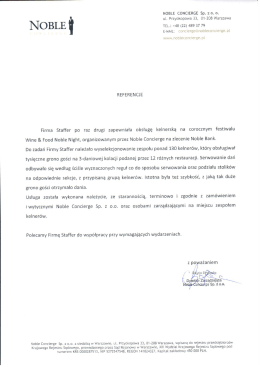 NOBLE CONCIERGE Sp. z o. o. ul. Przyokopowa 33, 01
