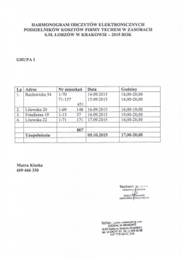 HARMONOGRAM ODCZYT&Oacute;W ELEKTRON lCZ
