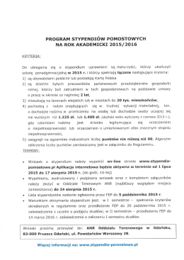 Program Stypendiów Pomostowych 2015