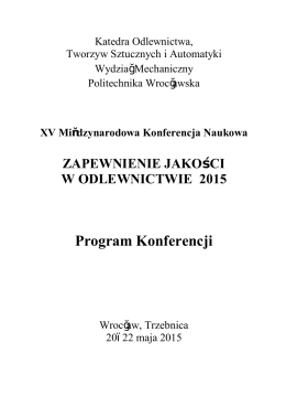 Program Konferencji - Politechnika Wrocławska
