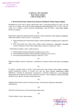 Uchwała nr VI/25/2015 Rady Gminy Szaflary z dnia 23 lutego 2015