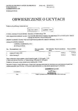 OBWIESZCZENIE O LICYTACJI