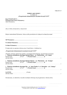 Załącznik nr l FORMULARZ OFERTY na zadanie pn
