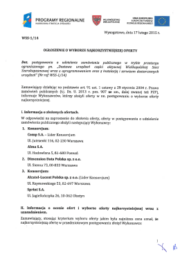 Informacja o wyborze najkorzystniejszej oferty