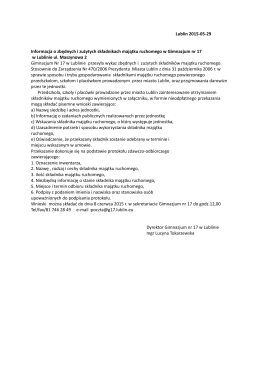 Lublin 2015-05-29 Informacja o zbędnych i zużytych składnikach