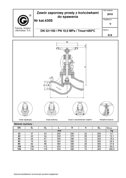 Zaw&oacute;r zaporowy prosty z końc&oacute;wkami do spawania Nr kat.430S