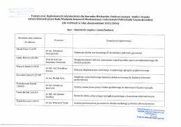 Kierunek Mechanika i Budowa Maszyn I stopnia Inżynieria cieplna i