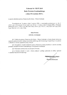 Uchwała Nr VII/19/2015 z dnia 30.09.2015 r. w sprawie udzielenia