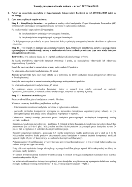 Zasady przeprowadzenia naboru – nr ref. 287/DK/s/2015