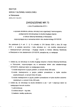 Zakres rekrutacji na semestr letni 2015/2016 i limity