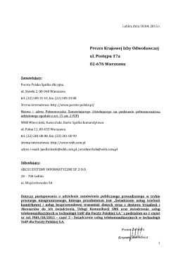 Prezes Krajowej Izby Odwoławczej ul. Postępu 17a