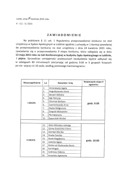 Zawiadomienie o terminie i miejscu przeprowadzenia II etapu