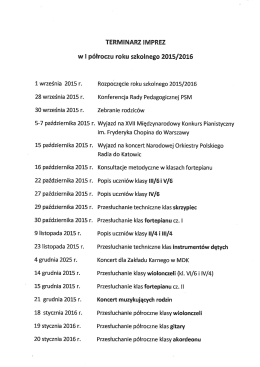 TERMINARZ IMPREZ w I półroczu roku szkolnego 2015/2016