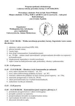 Program spotkania szkoleniowego z zakresu reformy procedury karnej
